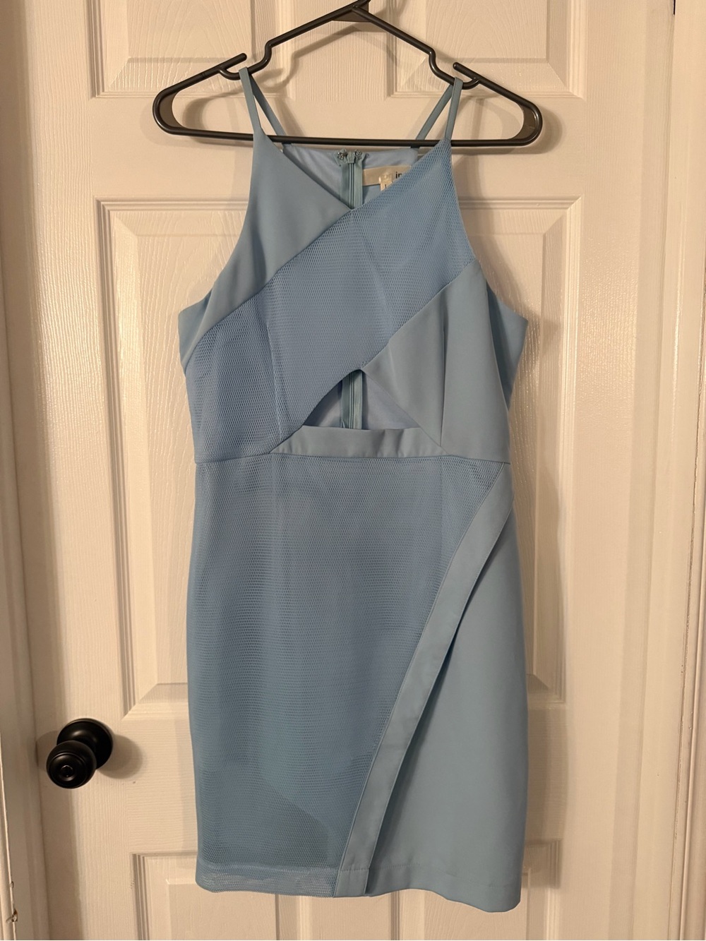 Aniina Powder Blue Strappy Cutout Mini Dress